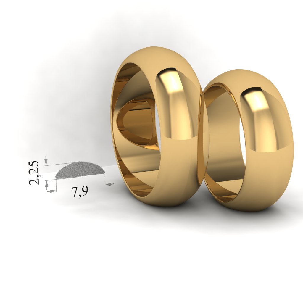 Золотые масивные обручальные кольца. Ширина 7,9мм, высота 2,25мм