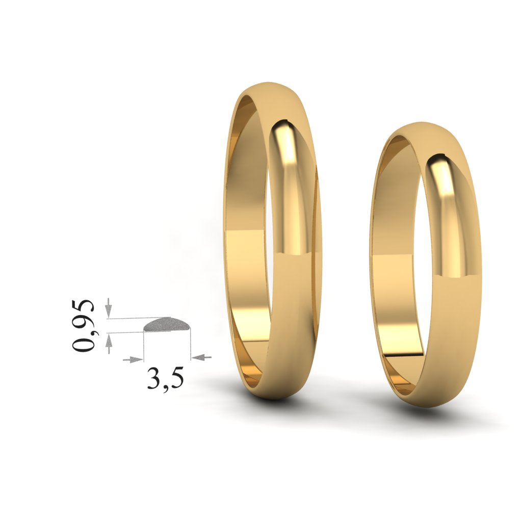 Золотые узкие обручальные кольца. Ширина 3,5мм, высота 0,95мм