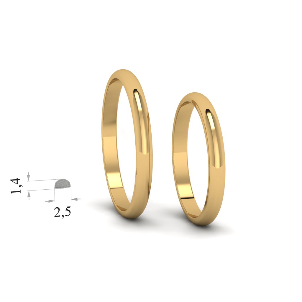 Золотые узкие обручальные кольца. Ширина 2,50мм, высота 1,4мм